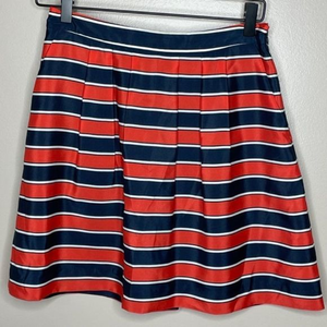 J. Crew Blue‎ Orange Stripe Mini Pleated Skirt